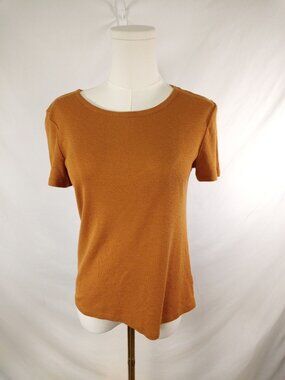 Maurices Women's 24/7 Burnt Orange Ribbed Knit Crew Neck T-shirt Sz. M